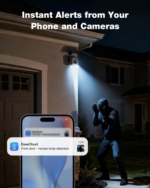 4 Camera Wireless Solar Security System Outdoor PTZ 4MP Color Night Vision No gallery