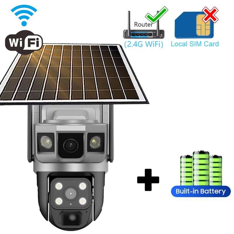12MP Solar Camera 8MP 4G 6K Dual Lens Wifi Surveillance PTZ Night Vision Camera gallery