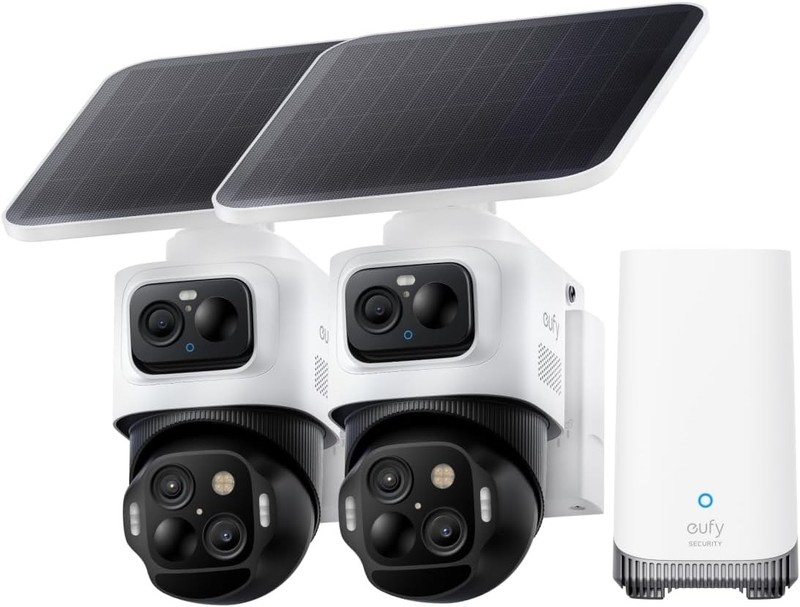 eufy eufyCam S4 4K Solar Camera Wireless Outdoor Triple Lens Bullet-PTZ 2-Cam