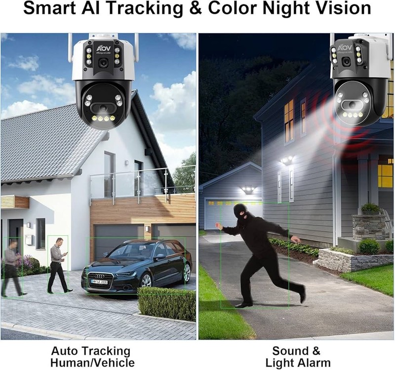 Solar AOV Dual Lens PTZ Security Camera, 6MP(3MP+3MP) Outdoor WiFi Camera gallery