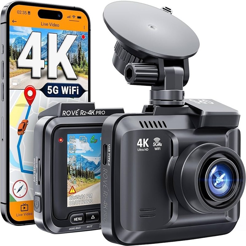 ROVE R2-4K Dash Cam 4K Ultra HD 2160P Car Dashboard Camera Built In Wi-Fi 6 & GP