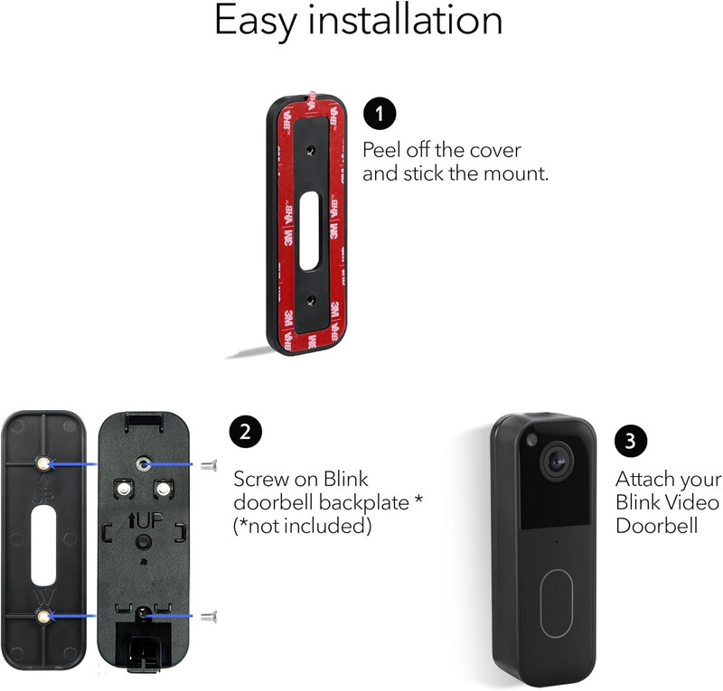No-Drill Mount Compatible with Blink Video Doorbell 1St Gen & 2Nd Gen - Adhesive gallery
