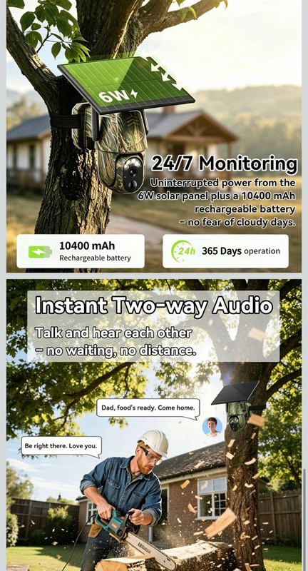 4G LTE Cellular Trail Camera, No Wifi Needed, Solar Powered, 2K Live Feed, Real- gallery