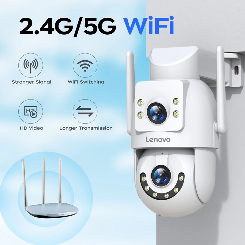 Lenovo 4K Dual Lens PTZ Security Camera WiFi 5G Outdoor Auto Tracking IP66 Gift gallery