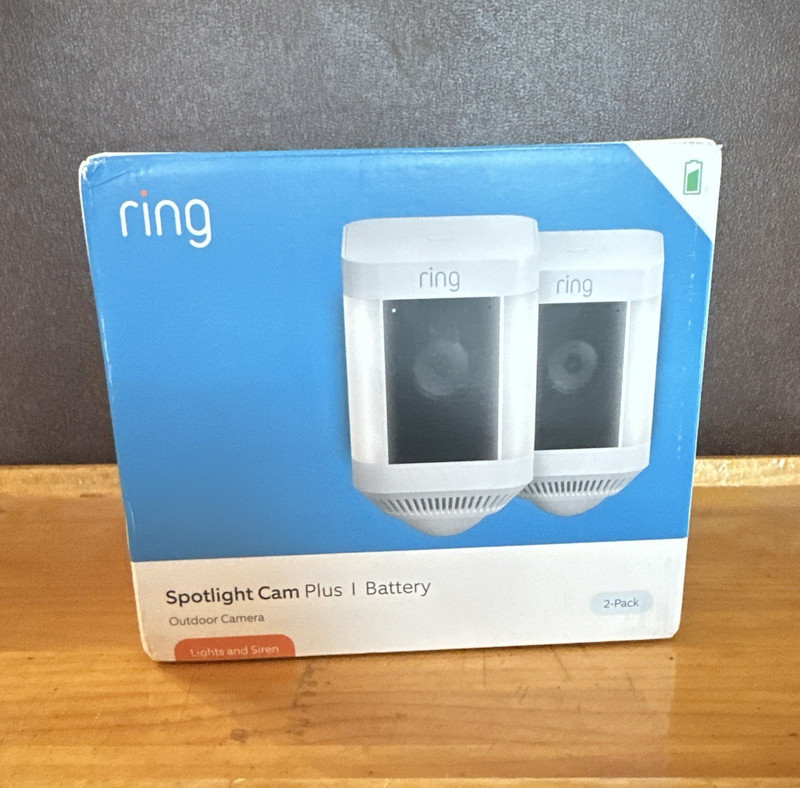 Ring Spotlight Cam Plus Battery Outdoor 2-Pack 1080p White, Alexa, Wi-Fi