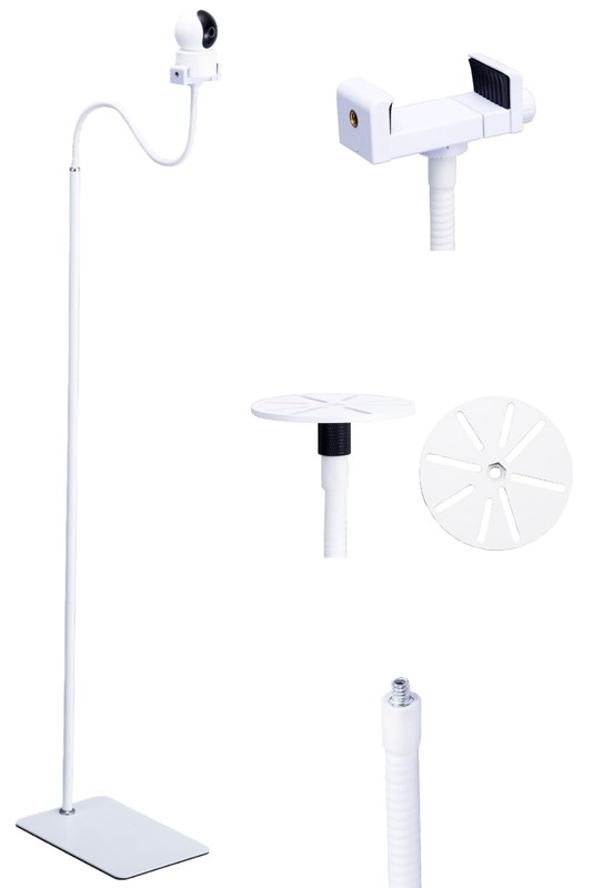 2Pack 80″-31″ Tall White Floor Holder Stand Mount for Cameras, 3.2lbs Base,He…