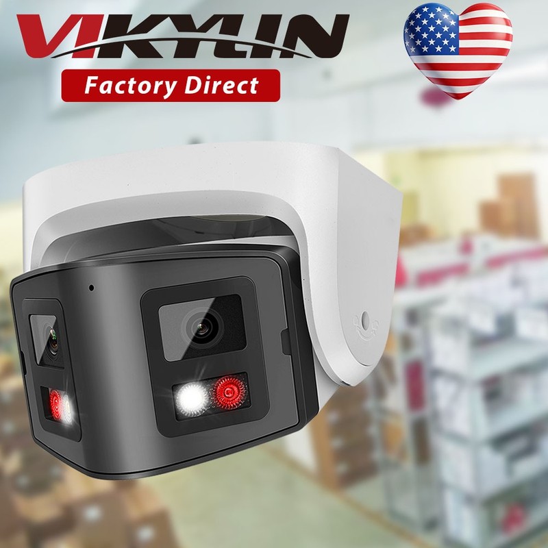 VIKYLIN NDAA Dual Light Color+IR 180View 8MP 4K Panoramic POE Camera Audio ONVIF