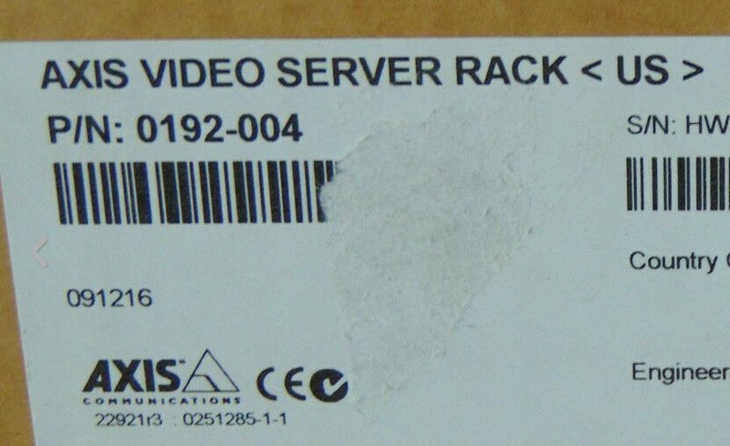 0192-004 Axis Video Server Rack Cabinet 19 3U