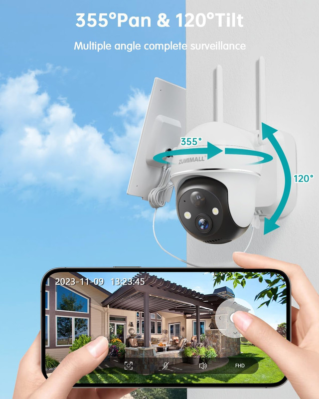 4-Pack 2K Solar Security Cameras, 360° View, Night Vision, AI Alerts gallery