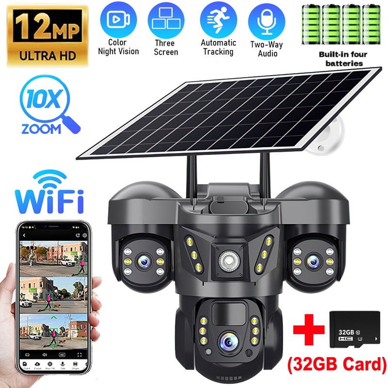 Camaras De Seguridad Para Exterior Solar WIFI Inalambrica Con Vision Nocturna US