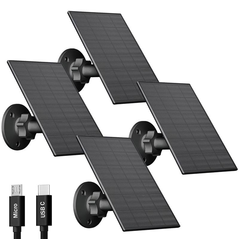2W Solar Panel for Outdoor Security Cameras, 5V USB/Type-C Charger, IP65 Waterpr gallery
