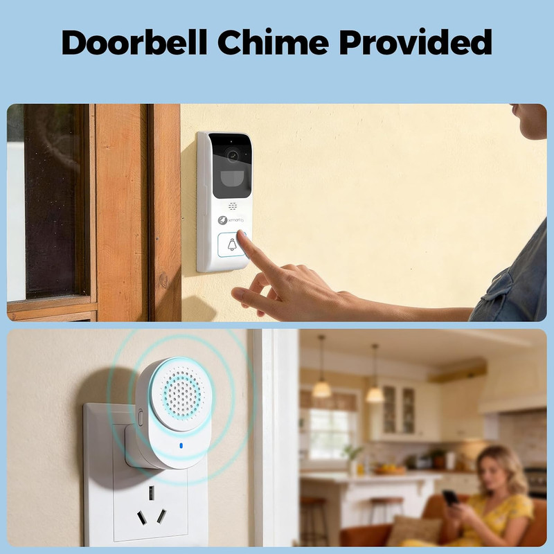 xmartO 2.4G/5G Dual Band Smart Video Doorbell Camera, Home Security Live View, 2 gallery