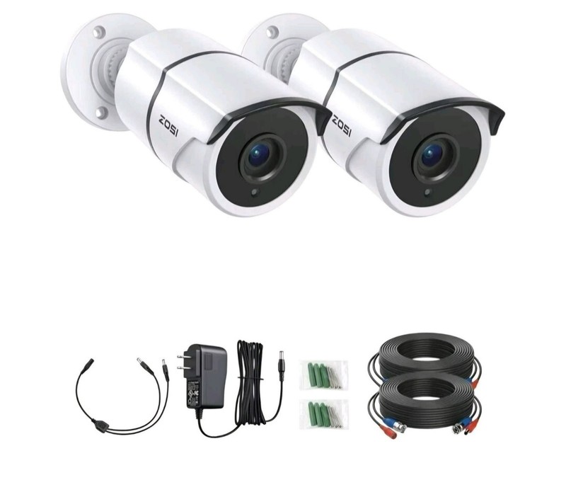 Home Security w/ ZOSI 2-Pk DIN Digital Security Cameras w/ Cables & Accessories