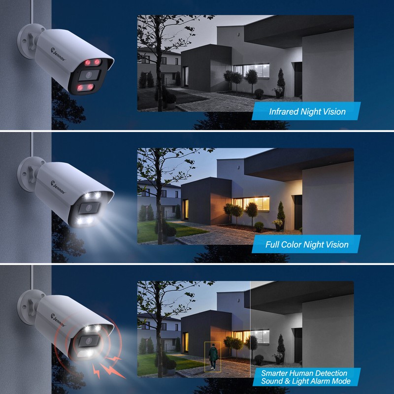 JENNOV 8MP 4K PoE IP Security Camera Outdoor Audio Human Detection IP66 gallery