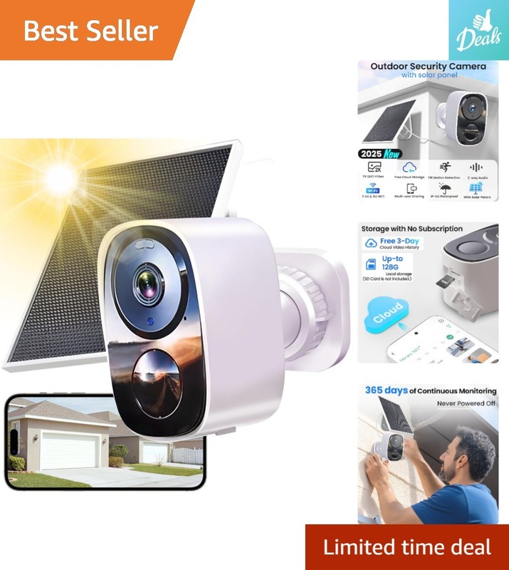 High Definition 2K Solar Wireless Security Camera with Night Vision – 2025 Model