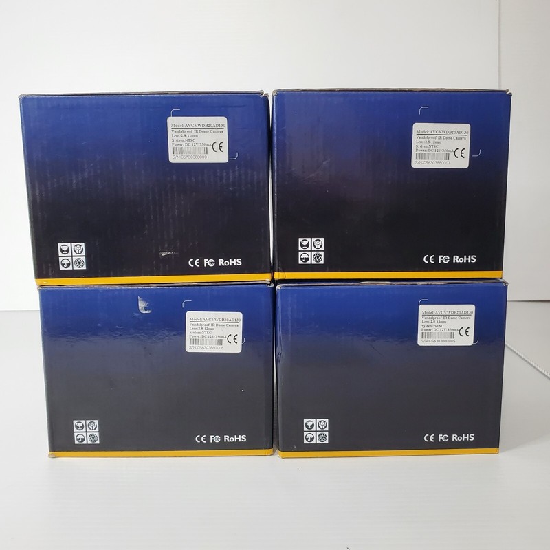 AVC Security Systems Dome Surveillance Camera Set Lot 4 White AVCVWDB20AD130