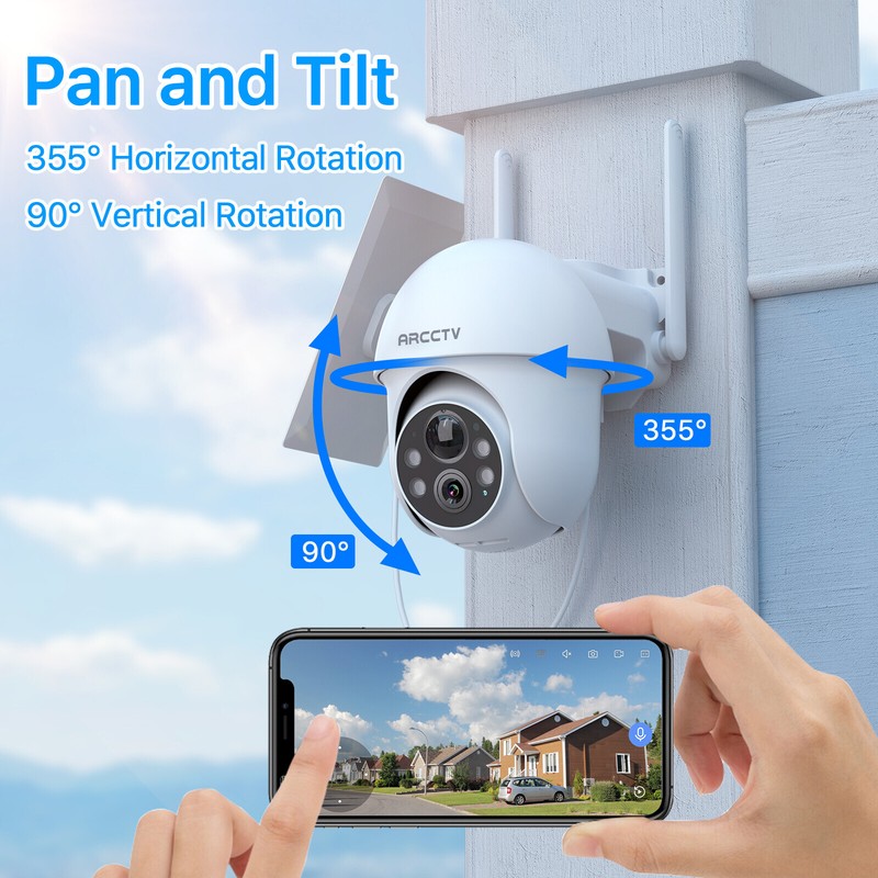 ARCCTV Wireless Security Camera 4MP PTZ Home Outdoor Solar Battery 2 Way Audio gallery