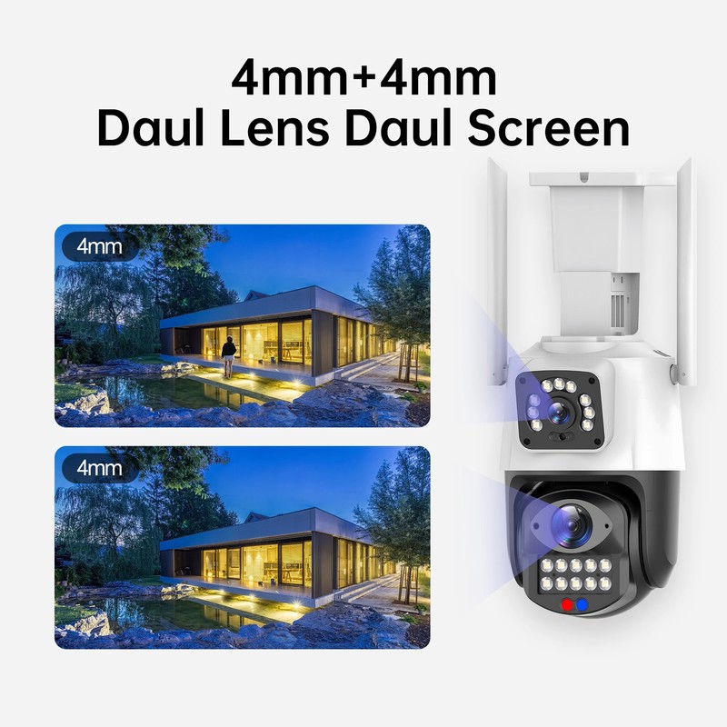 6MP 3K 4G Sim Camera Dual Lens Wifi PTZ Outdoor Ai Human Detection Camera CCTV gallery