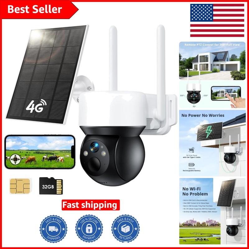 Outdoor 4G LTE Solar Camera with 32GB SD – HD 2K & Smart Detection Features
