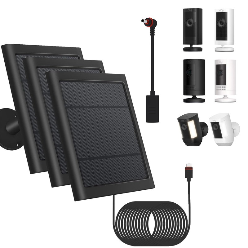 3 Pack Solar Panel for Wireless Security Cameras - Waterproof, Dustproof, 10FT C gallery
