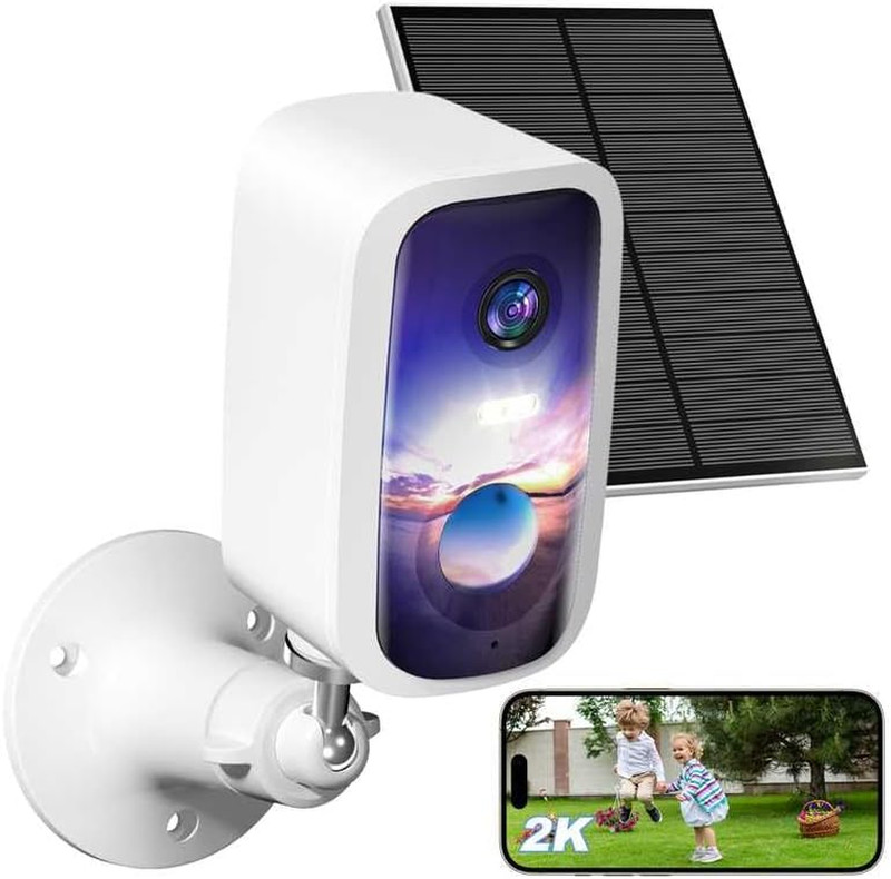 Solar Security Cameras Wireless Outdoor – HD 2K Battery Powered Cameras for Home