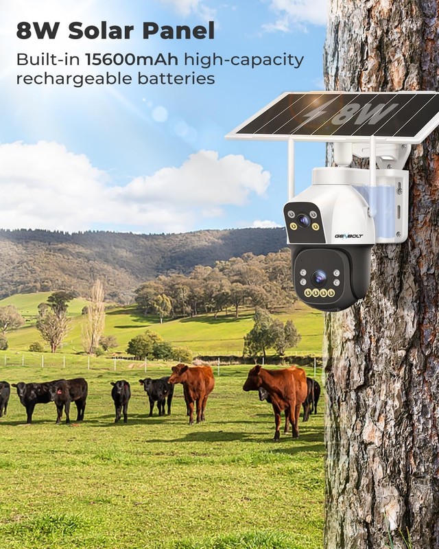 4G Solar Security Camera - Wireless Outdoor, 15600mAh, No WiFi, 24/7 Recording, gallery