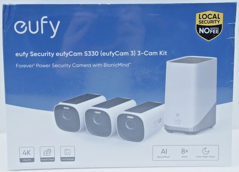 Eufy S330 EufyCam 3 4K Wireless Outdoor 3-Cam Kit Solar Panel T88721W1 Brand New