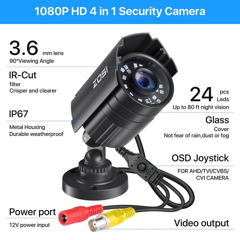 2.0MP 1080P HD 1920TVL Security Camera Hybrid 4-in-1 TVI/CVI/AHD/960H CVBS CC... gallery