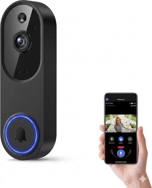 Wireless Wi-Fi Video Doorbell Camera with Two-Way Audio, AI Motion Detection,