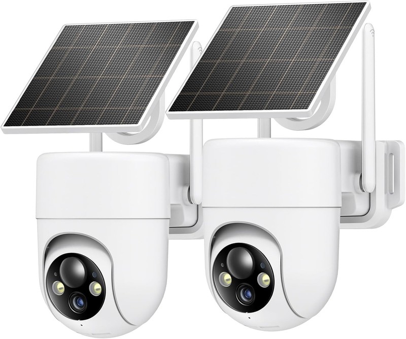 Waterproof 2K Solar Security Cameras with Two-Way Audio & Alerts, 2PCS gallery