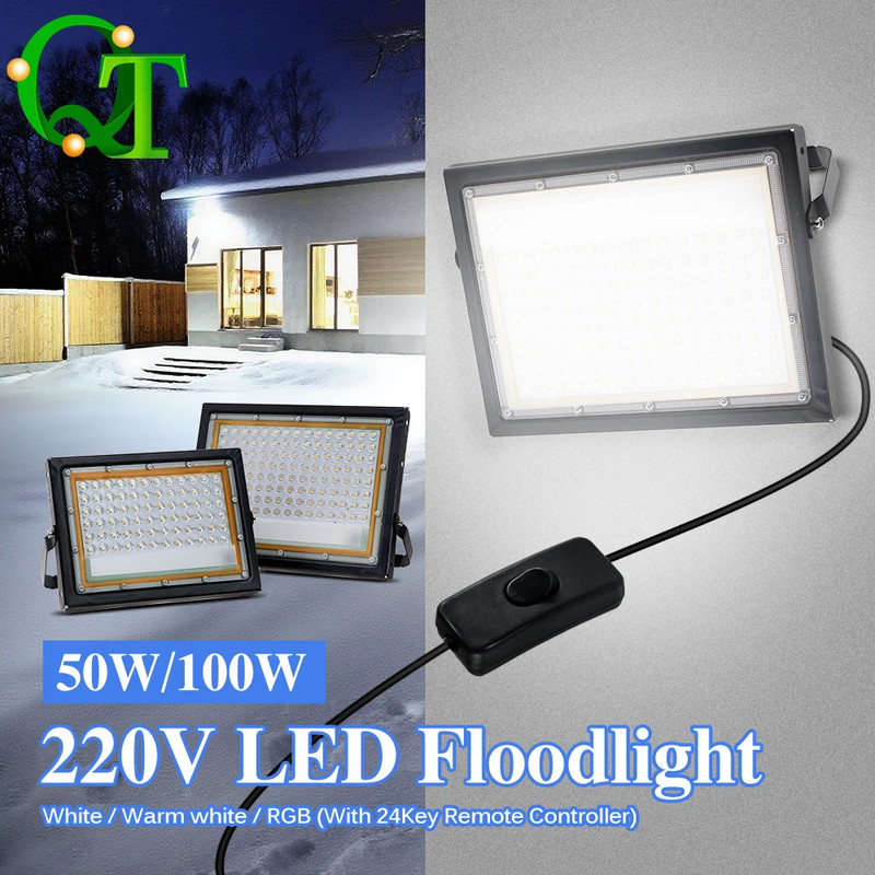 50W/100W LED Outdoor Floodlight with White Light/Warm Light/Rgb with Switch EU P gallery