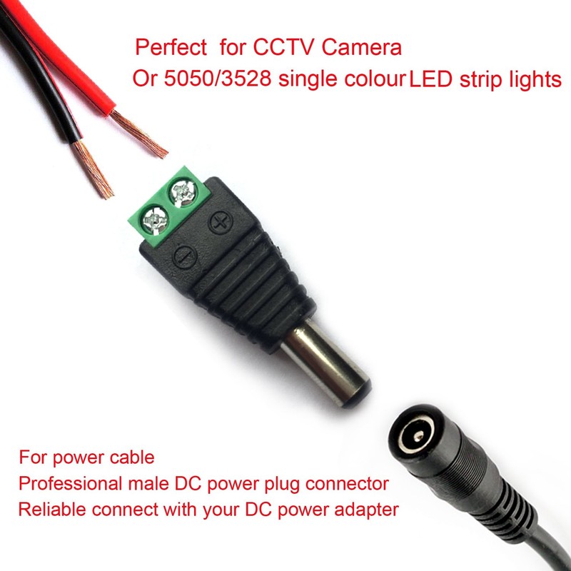 DAYKIT 10 Pairs 12V Male+Female 2.1x5.5MM DC Power Jack Plug 2.1x5.5MM, Black gallery