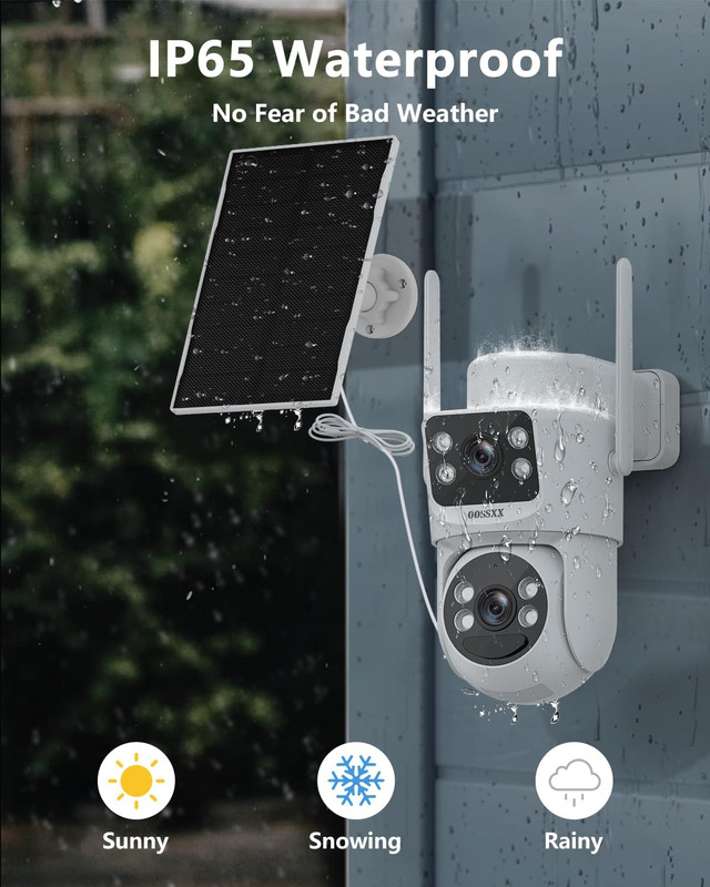 (2026 New) Solar Security Camera System Wireless Outdoor, 2-Cam Dual Lens 2K (Fi gallery