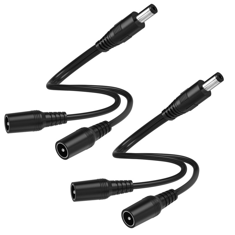 SIOCEN 2 Pack 1 Male to 2 Female Cord 5.5mm x 2.1mm,DC 2.1mm x 5.5mm, Black