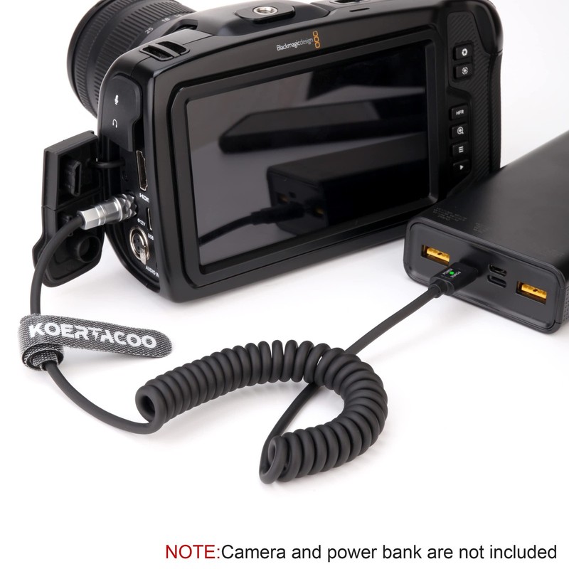 Coiled BMPCC 4K, 6K Trigger Power Cable, USB C PD, Weipu SF61B, S2 2-pin gallery