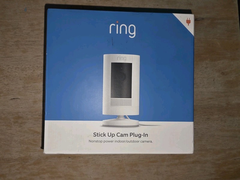 ​Ring Stick Up Cam Plug In 1080p HD Indoor Outdoor Wired Security Camera White gallery