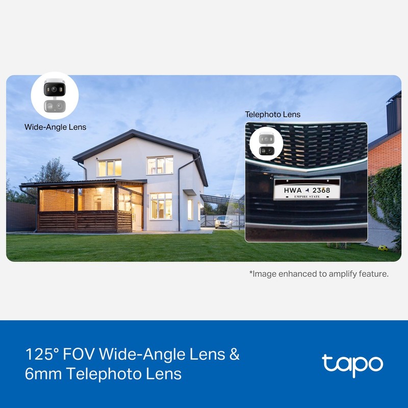 Tapo 2K Indoor/Outdoor Dual Lens Pan/Tilt Wired Security Camera - 125° White gallery