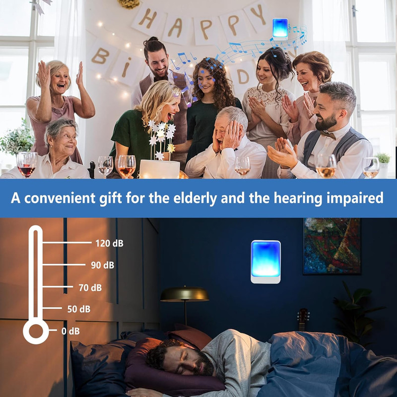Loud Flash Doorbell with 7 Colors of Bright Light and 4 Volumes, Wireless Doorbe gallery
