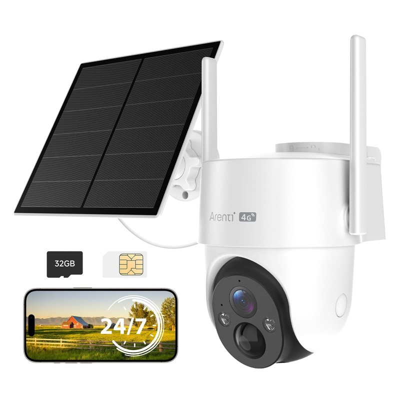 4G LTE Cellular Solar Security Camera Outdoor with AOV 24/7 Recording, 2K HD …