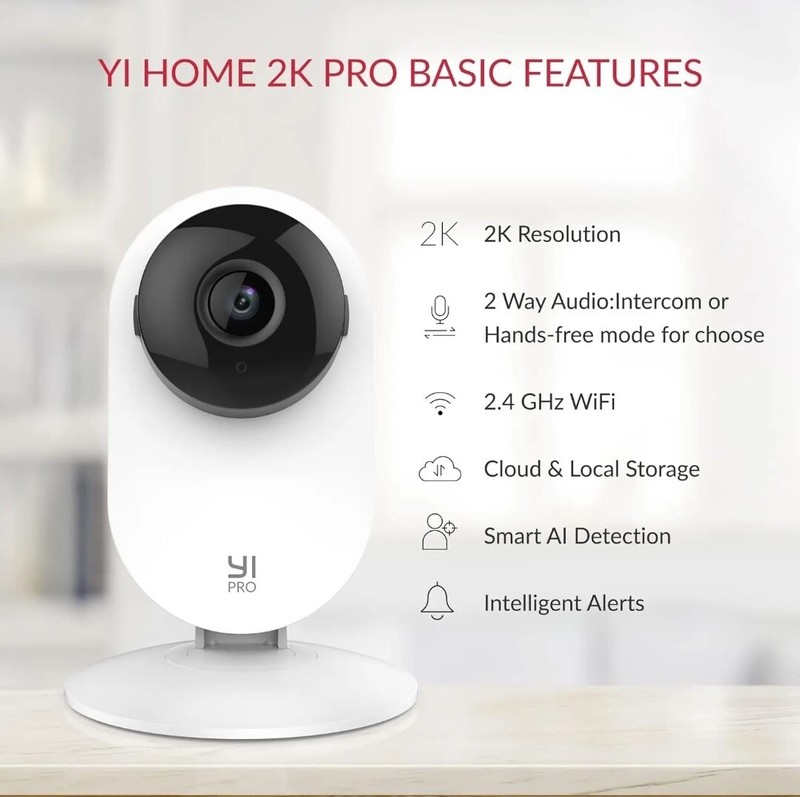 YI Pro 2K Home Security Camera, 2.4Ghz Indoor Camera with Person, Vehicle, Smart gallery