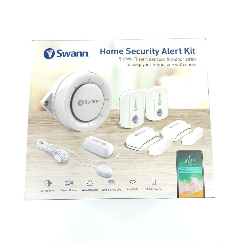 Swann Home Security Alert Kit 2 Door/Widow 2 Motion 1 Water Leak Sensor 1 Siren
