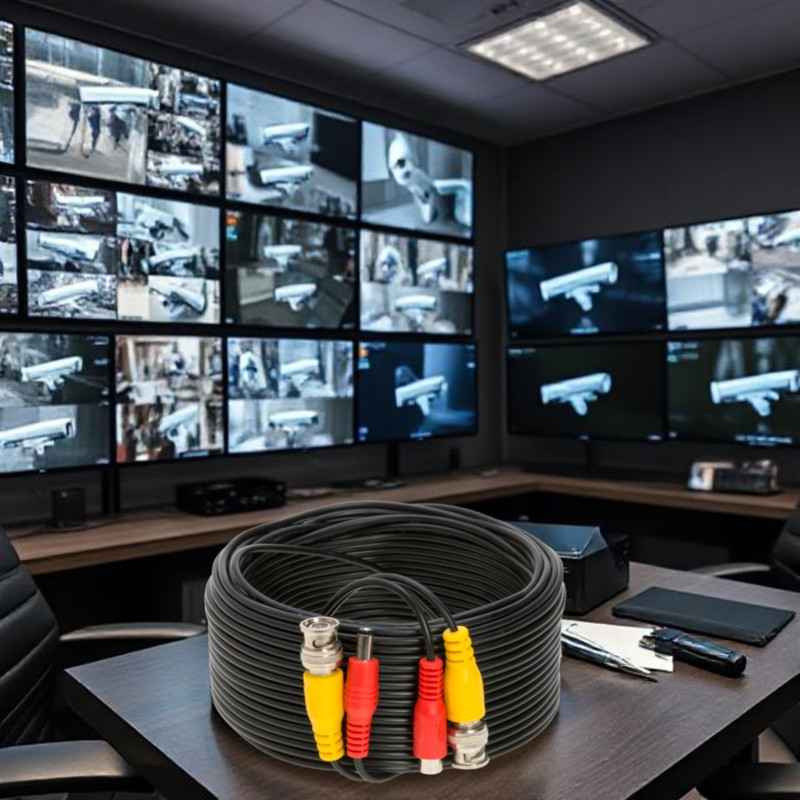 100 ft Video Power Cable BNC DC Security Camera RCA DVR Cord for CCTV Black lot gallery