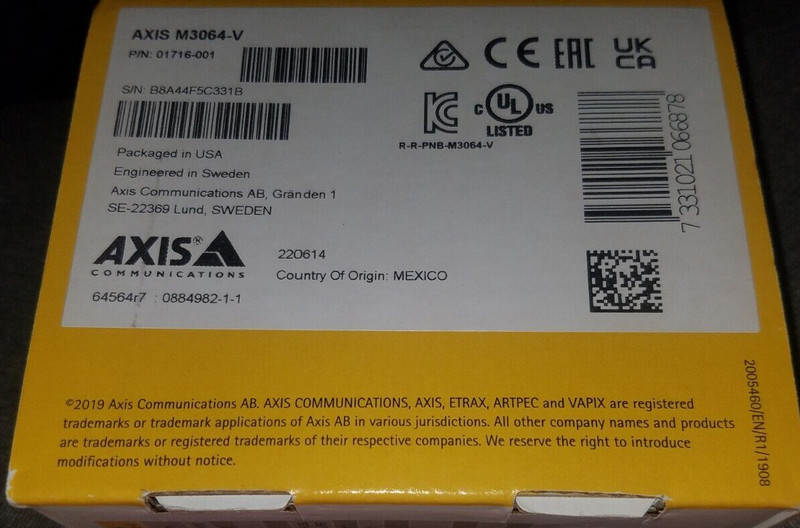 AXIS M3064-V UC INDR Mini Dome W/DUST- and IK08 MAX HDTV 720P gallery