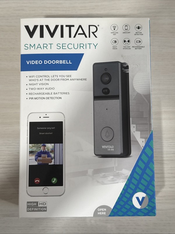Vivitar DB210 Wireless Video Doorbell Smart Security Camera with Wi-Fi Chime