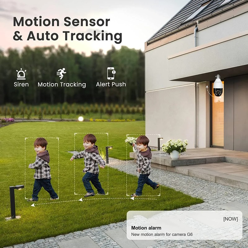 5G E27 Bulb Security Camera Motion Detection 5MP PTZ Surveillance Camera SD Card gallery