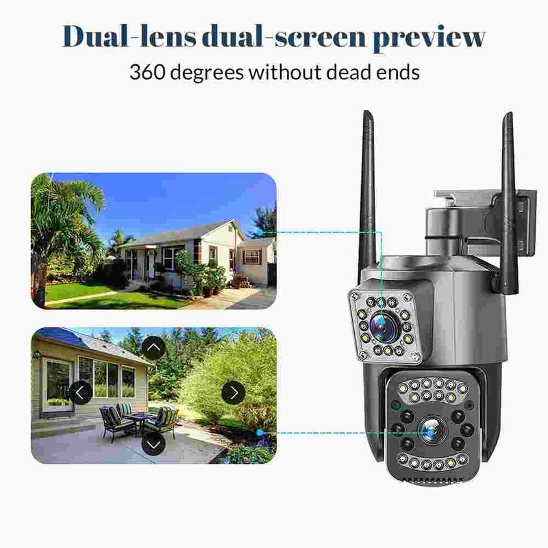 Dual Lens Security Camera Wireless 4MP HD WiFi IP PTZ Home Outdoor CCTV IR Cam gallery
