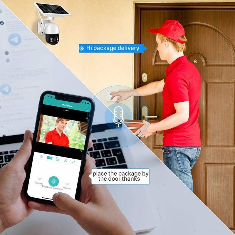 3MP Wifi Solar Camera Outdoor Wireless PTZ IP 30M Night Vision Home Security Cam gallery