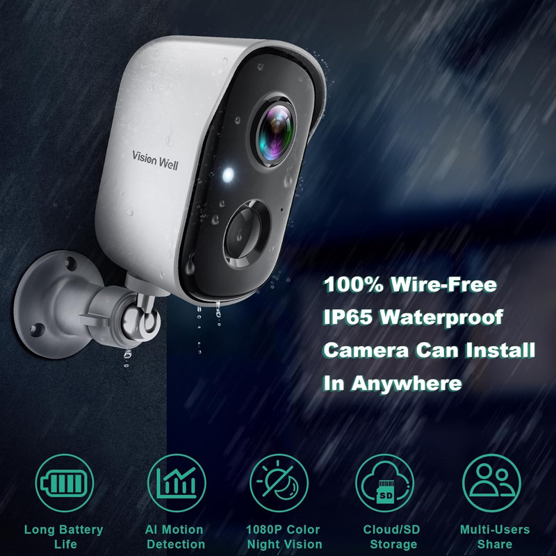 Security Cameras Wireless Outdoor, WiFi Cameras for Home Security Battery Powere gallery