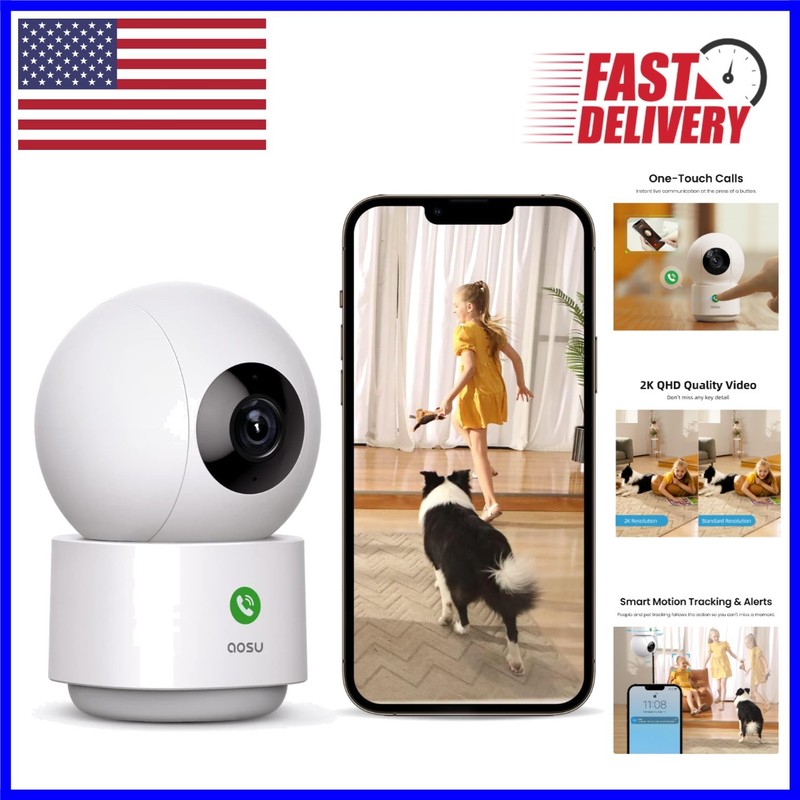 360-Degree Baby Monitor & Pet Camera with IR Night Vision, Alexa Compatibility