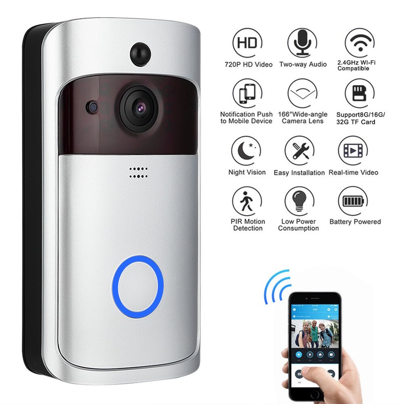 Wireless WiFi Video Doorbells Two-Way Smart Phone Door Ring Security Camera Bell